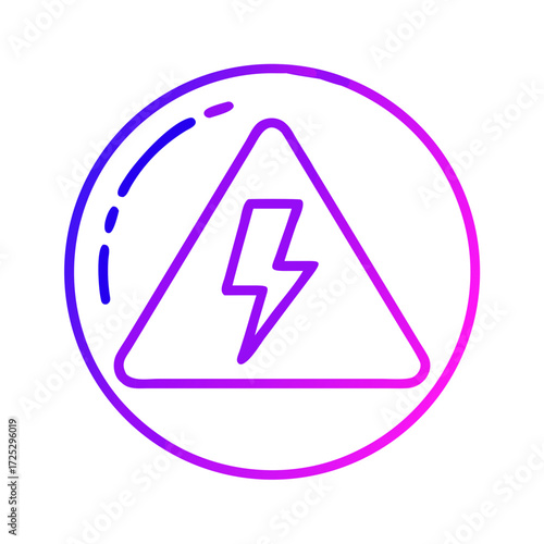 A striking illustration of a high-voltage warning symbol within a circle, highlighting potential electrical hazards. The vibrant colors and modern design grab attention 