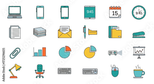 Modern office vector icons for presentations and business marketing visuals enhance your designs today