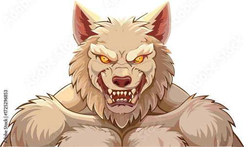 Werewolf monster showing aggressive rage expression