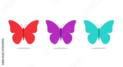 Vibrant butterflies fluttering in unison, a symbol of transformation and colorful beauty, vector origin