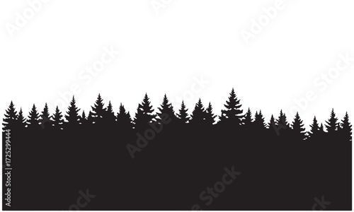 Black Forest Silhouette Border on White Background