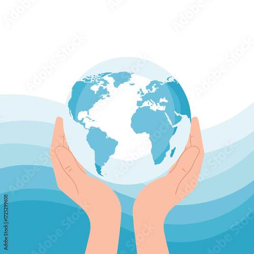 Hands Holding Planet Earth Globe Symbolizing Environmental Care.