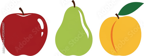 Apple, pear, and peach create a colorful fruit medley, perfect for healthy eating promotions or vibrant designs
