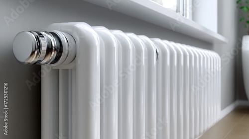 Wallpaper Mural Modern white radiator installed in a well-lit room with a window and green plant nearby Torontodigital.ca