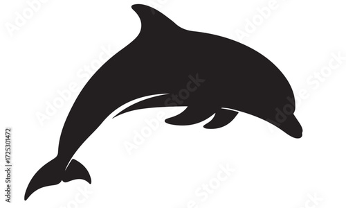 Leaping Dolphin Black Silhouette