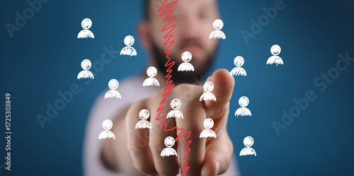 Foto Image depicting a business split, division of workforce, separation of teams