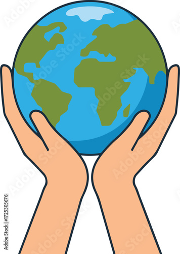 Hands gently holding planet earth caring for global environment and future environmental protection concept vector