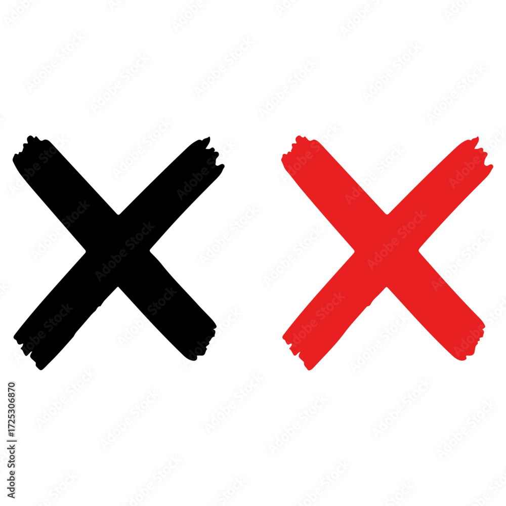 Fototapeta premium Black and red cross mark symbols.