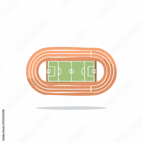 Aerial View Illustration of Soccer Football Field with Running Track for Sports Activities