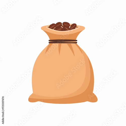 Natural burlap sack filled with roasted coffee beans ready for brewing delightful beverages