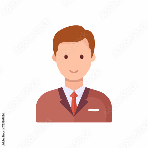 Smiling professional businessman in a suit and tie, a flat design vector icon for a user profile avatar