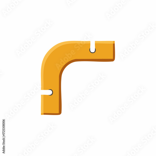 Illustration of Yellow Corner Piece with Rounded Edge and Connection Ports for Easy Modular Building