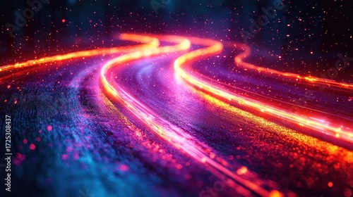 Abstract Light Trails: A Symphony of Neon Colors