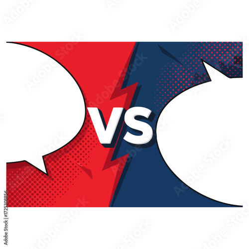 Red and blue comic book style versus graphic design.