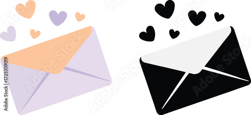 Hand drawn envelope with hearts illustration sending love and affection in digital art style vector
