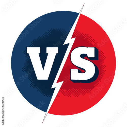 Versus letters in circle split by lightning.