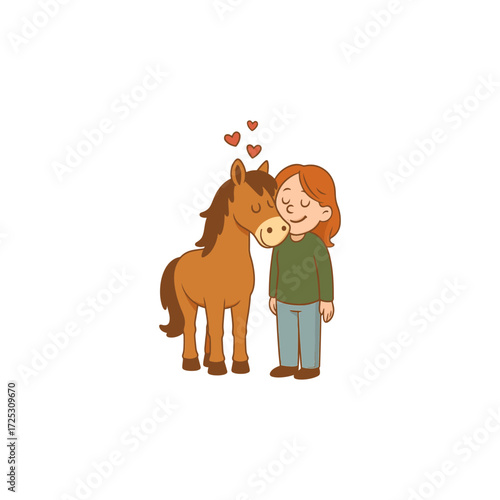 Affectionate Girl and Horse Share a Loving Moment