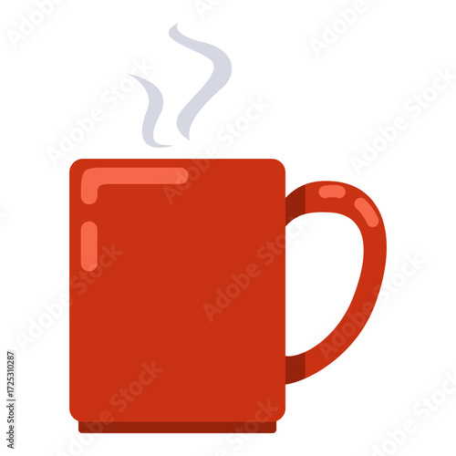 Vector Flat Color Icon - Red Cup with Tea