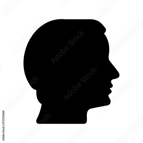 Silhouette of a male head in profile, representing human thought process