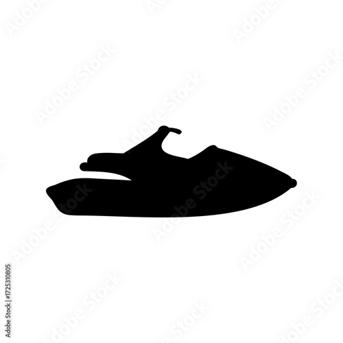 Isolated jet ski silhouette providing simple and modern aquatic design element