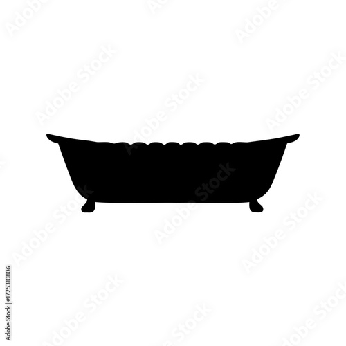 Elegant black clawfoot bathtub silhouette on a clean white background image