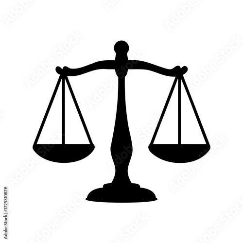 Balance Scale Silhouette Symbol of Justice, Law, and Legal Profession, in Black