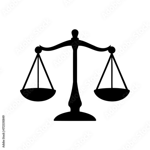 Silhouette illustration of scales representing justice, law, and fairness concept