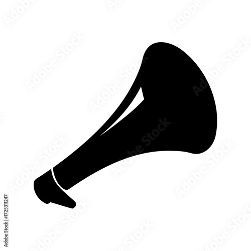 Black trumpet silhouette isolated on white background, musical instrument vector design