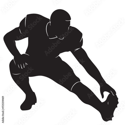 Dynamic Silhouette of Athlete Stretching Leg