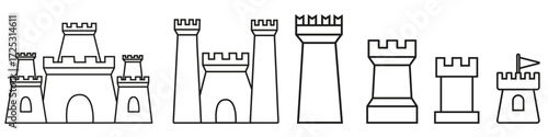 Castle icon vector set. Fortress illustration sign collection. Stronghold symbol. tower logo.