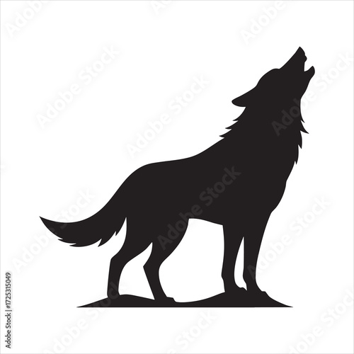 Wolf howling silhouette vector