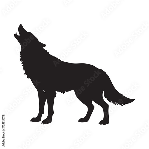  wolf howl black silhouette vector, wolf howl icon illustration