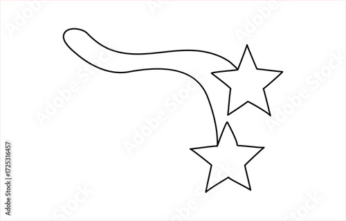 Hand holds star continuous line art drawing. Human arms palms. Rating linear symbol icon Vector illustration 