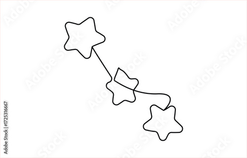 Hand holds star continuous line art drawing. Human arms palms. Rating linear symbol icon Vector illustration 