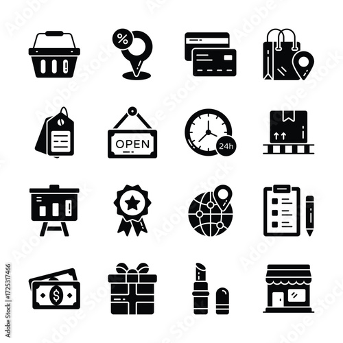 Take a look at this amazing shopping and ecommerce flat outline icons