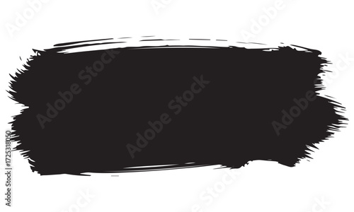 Black Hand-Painted Brush Stroke with Rough Texture on White Background