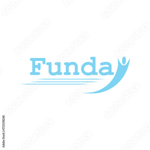 Funday Blue Logo Design, Minimal Abstract Human Icon, Professional Business Brand, Corporate Identity Vector