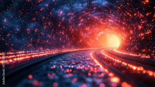Luminous Railway Tunnel: A Journey Through the Cosmos