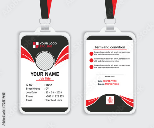 Modern Corporate ID Card Design Template | Professional Employee Badge Vector Template.