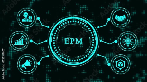 Futuristic EPM Technology Animation – Online Transaction Processing Data Network, Business Analytics, Digital Finance and Innovation