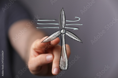 Sketch of a wind turbine, h...