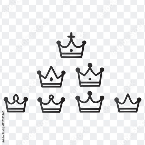 Minimalist Black Crown Icons Set