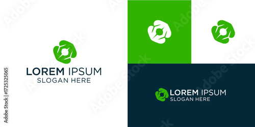 Modern green abstract logo design for eco-friendly businesses, sustainable brands, and natural product companies seeking a fresh, minimalist, and memorable brand identity solution