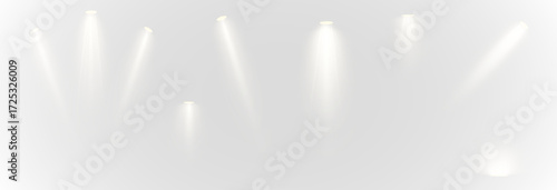 Canvastavla Spotlight, vector light set png, walls, studio light, different colors and shades of realistic light for design, advertising, banner, poster