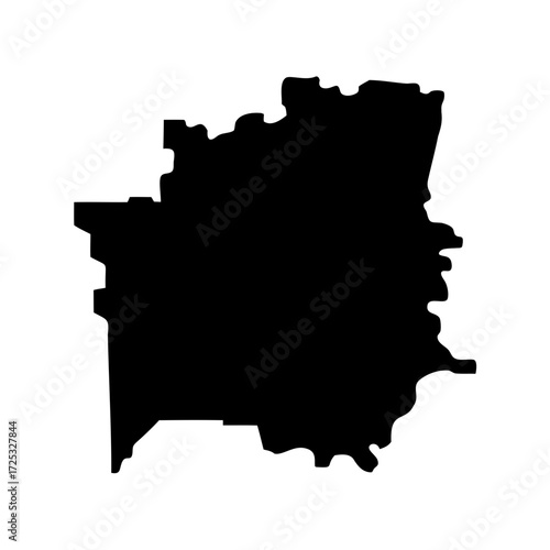 Detailed Silhouette Map of the County of Cobb in Georgia, USA