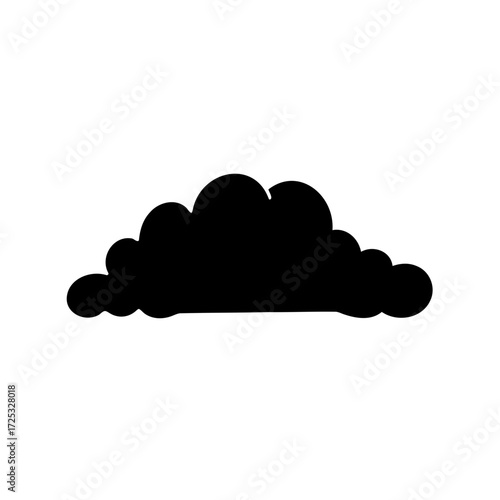 Isolated silhouette illustration of a weather cloud on a white background