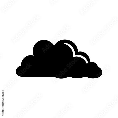 Single black cloud illustration for weather forecasting and related graphic use