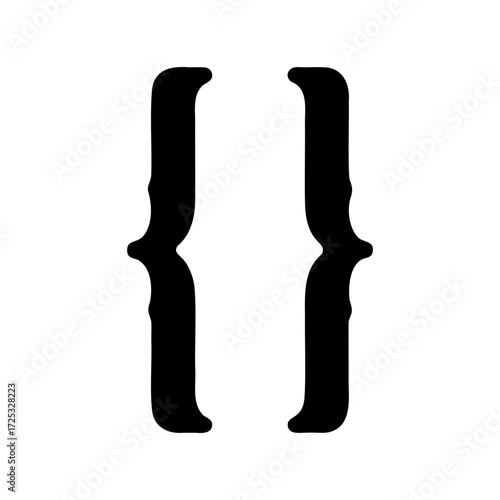 Stylized curly braces bracket set in black against a white background