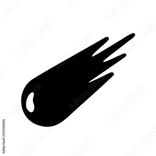 Stylized black comet with three tails on a white background illustration