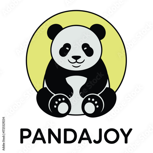 Adorable panda bear mascot, cheerful animal character, playful mammal, happy wildlife icon, cuddly creature logotype